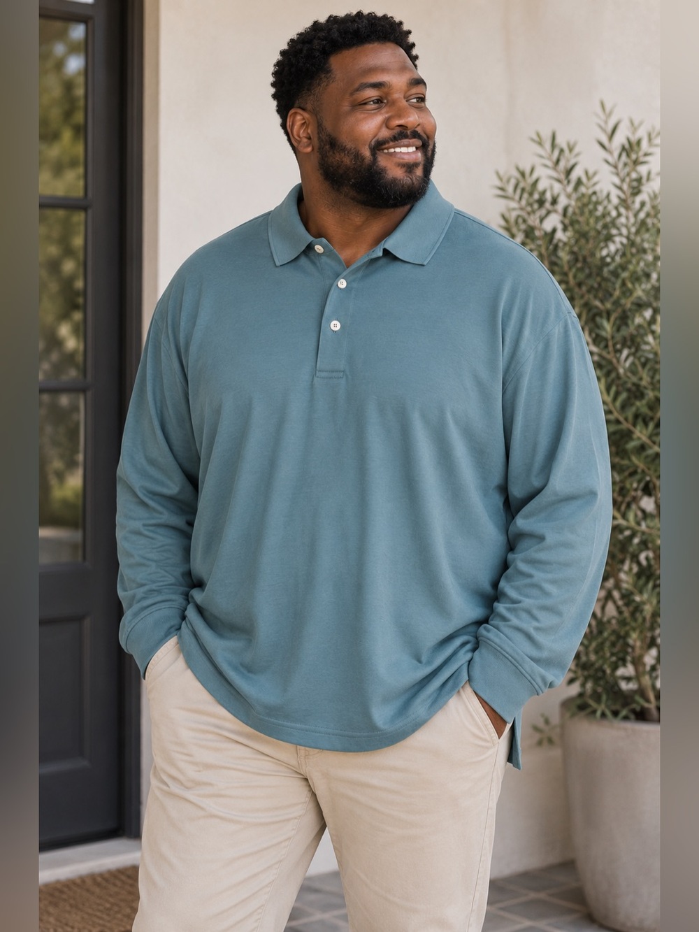 Lands’ End Men’s XL Tall Supima Cotton Long Sleeve Polo Shirt Blue NWT
